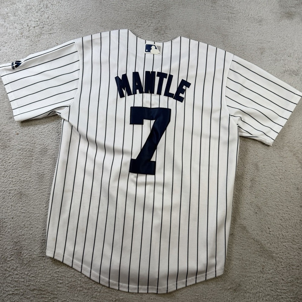 New York Yankees Mickey Mantle Jersey Youth Large White Pinstripe #7 MLB